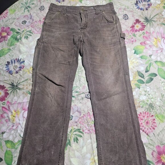 CARHARTT WOMENS SIZE 2 SHORT CARPENTER JEANS BROWN 30 X 28 - Picture 1 of 10